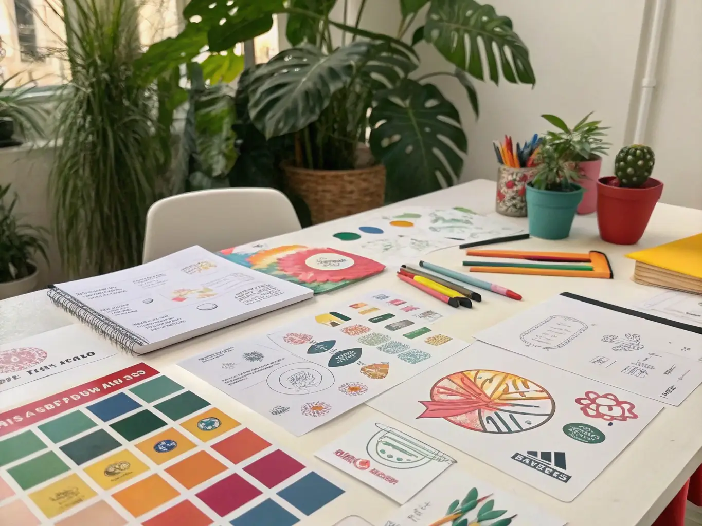 A visual representation of various branding elements including logos and color palettes, symbolizing Velocity Studio's Branding service.