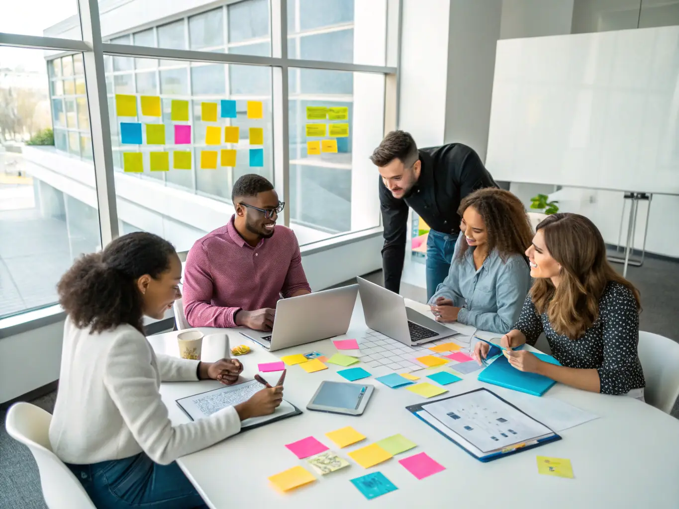 An image showcasing a team brainstorming digital strategies with charts and graphs, representing Velocity Studio's Digital Strategy service.